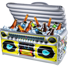 Inflatable Cooler for Parties Radio Designed Style Inflatable Boom Box Inflatable Drink Cooler for Parties Blow up Party Cooler for 80s90s Party Decorations (Grey Yellow)