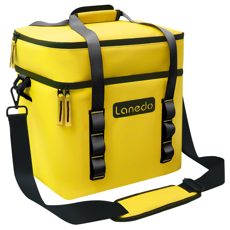Lanedo Lunch Soft Cooler 20 Can Soft Carrying Handle Insulated Bag Portable Ice Chest Box for Lunch Beach Drink Beverage Travel Camping Picnic Car Trips Cooler Leak-Proof (Orange)