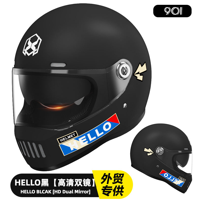 Men's Winter Electric Motorcycle Helmet - Retro Design